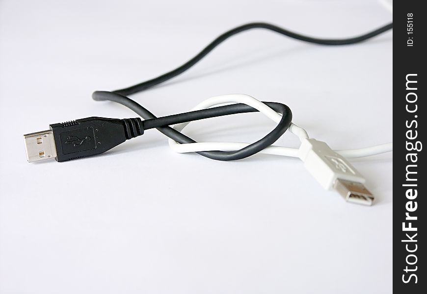 Black and white usb cables. Black and white usb cables