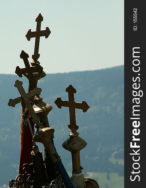 Crosses on the pentecostal indulgence in Csiksomlyo, Transylvania