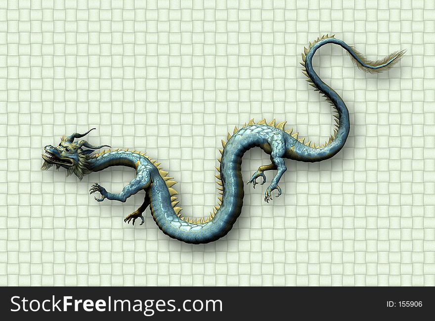 Oriental Dragon On Weave Background