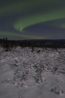 Winter Night Landscape With Northern Lights Royalty Free Stock Photos