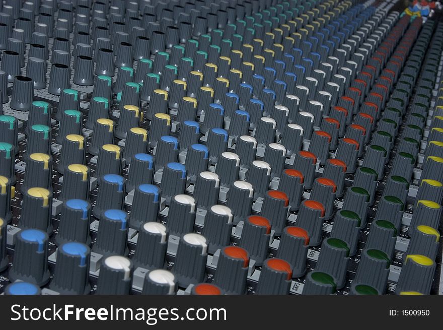 Buttons from music mixing console