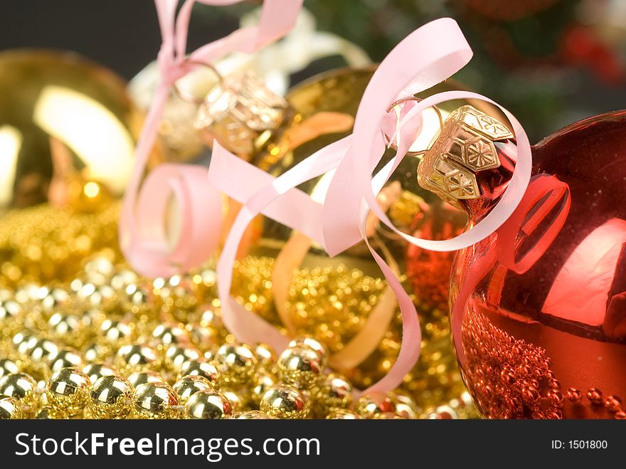 Shining Christmas decoration with ribbons. Shining Christmas decoration with ribbons