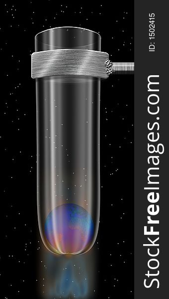 The earth inside a warming test tube. The earth inside a warming test tube