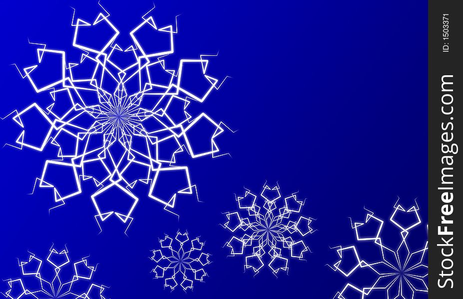 Blue winter background with white snowflakes