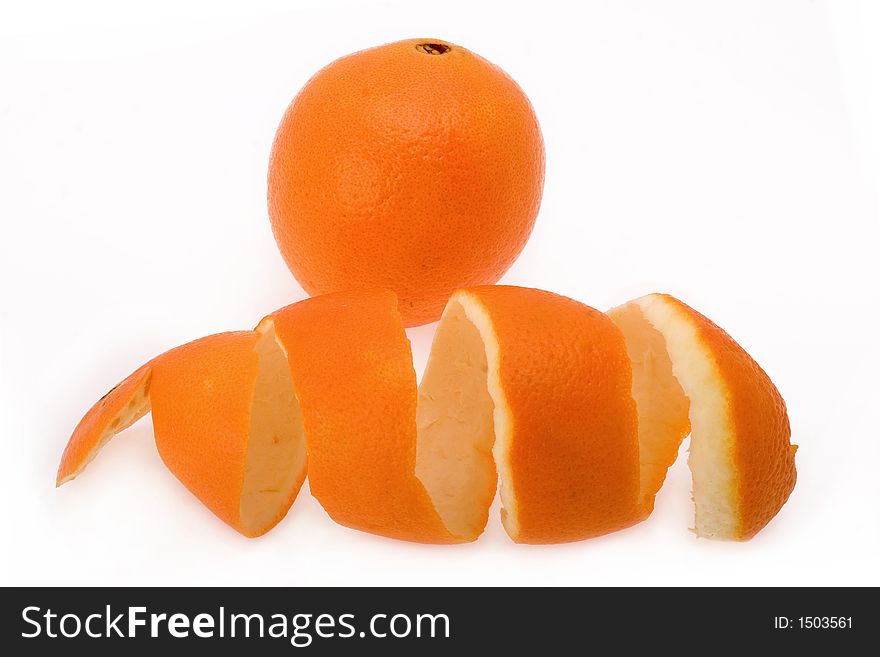 Orange infront of white background .