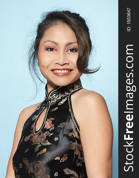 Asian woman is smiles