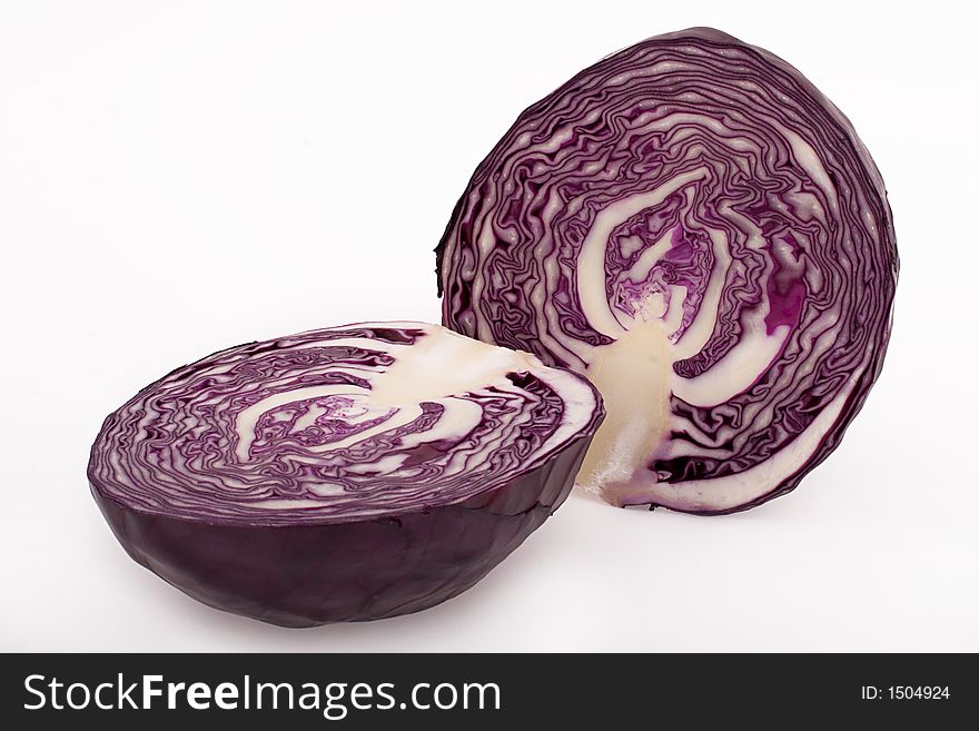 A fuchsia cabbage on a white background.