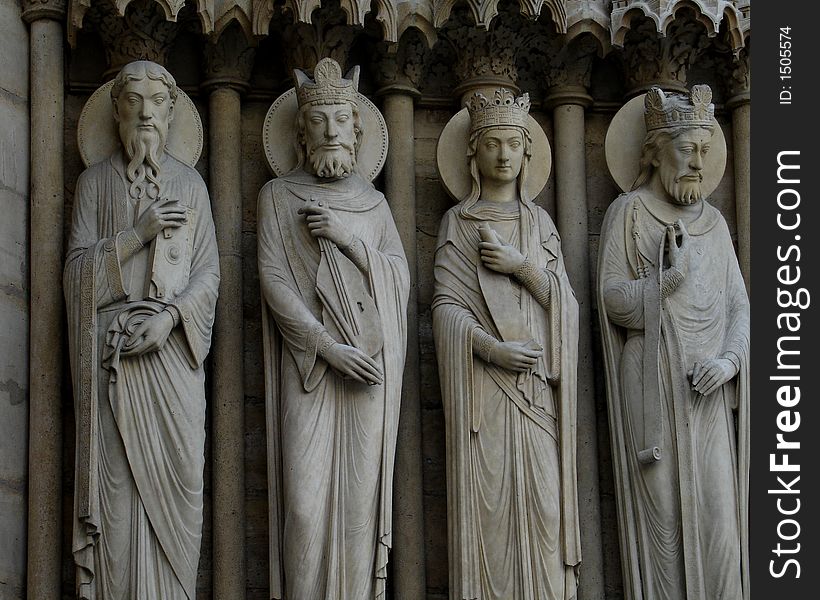 Statues on Notre Dame Cathedral in Paris. Statues on Notre Dame Cathedral in Paris