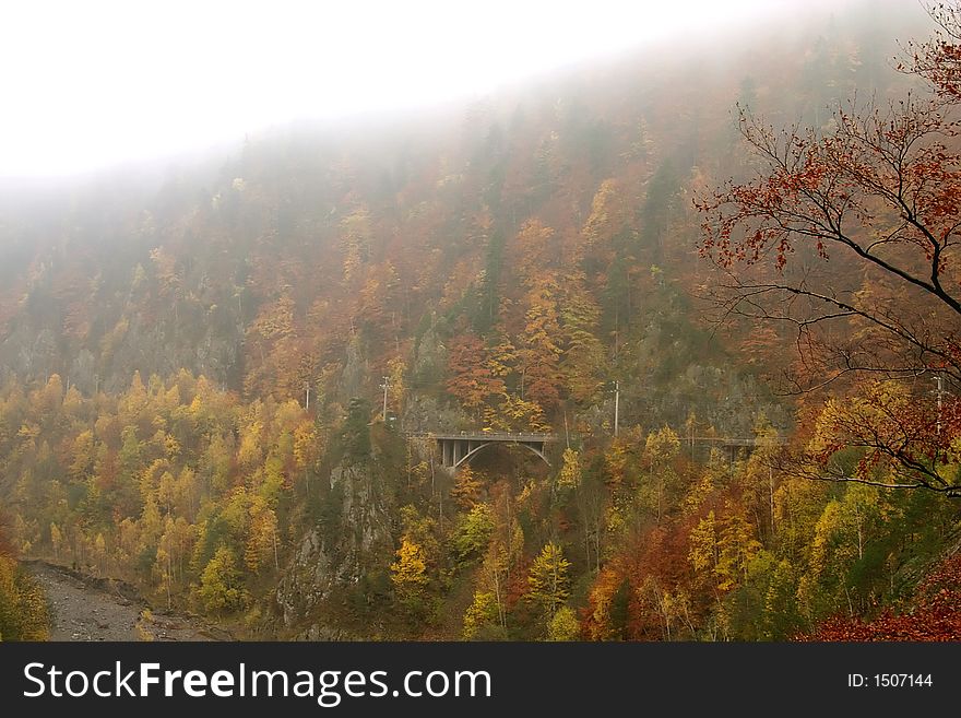 Autumn mist in Transfararasan climbing at 2034 m high in Faragars Mountains