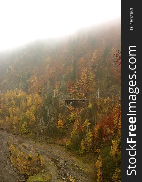 Autumn mist portrait in Transfararasan climbing at 2034 m high in Faragars Mountains