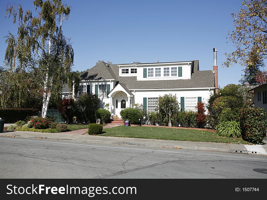 Exterior shot of a classic home located on the Peninsula of California south of San Francisco. Exterior shot of a classic home located on the Peninsula of California south of San Francisco.