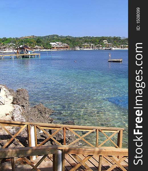 Wooden Steps to Water at the Beach in Honduras