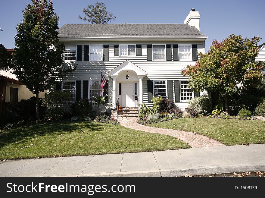 Classic Home On The Peninsula Of California South Of San Francisco.