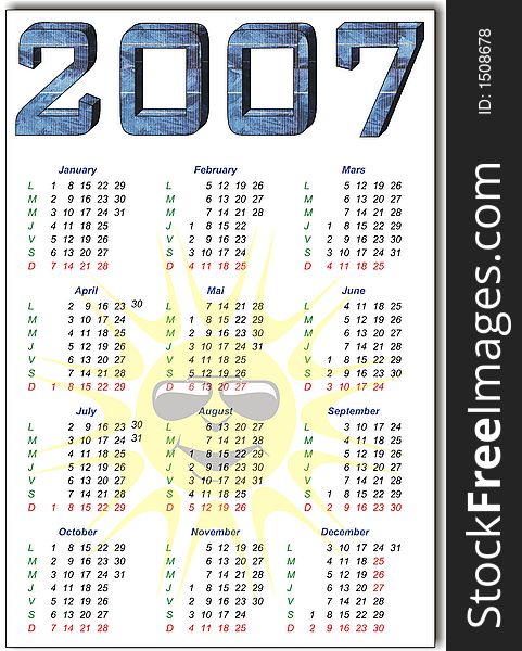 2007 solar cells PV calendar