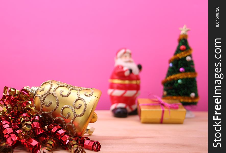 Christmas Ornament With Tree and Santa, Shallow DOF
