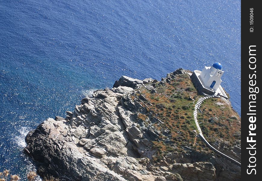 A little church on a cliff, Sifnos Island, Greece. A little church on a cliff, Sifnos Island, Greece