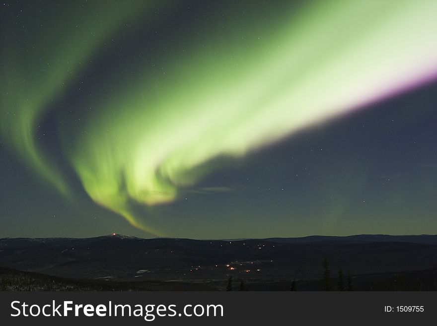 Colorful arc of northern lights