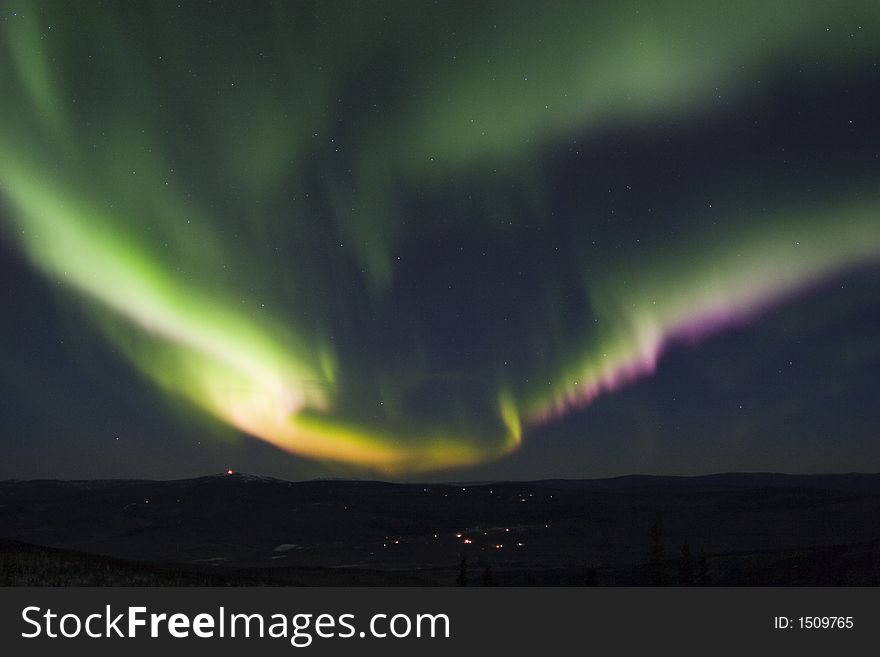 Colorful band of northern lights. Colorful band of northern lights