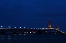 Suspension Bridge Lit Up At Night Stock Photos Suspension Bridge Lit Up At Night Stock Photos