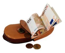 Leather Wallet With Euro Royalty Free Stock Photography