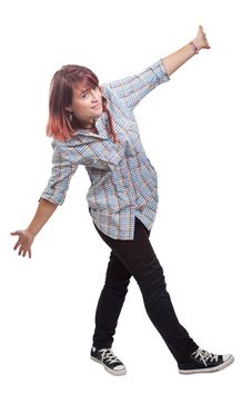 Joyful Teen Woman Presenting Something Royalty Free Stock Photography Joyful Teen Woman Presenting Something Royalty Free Stock Photography