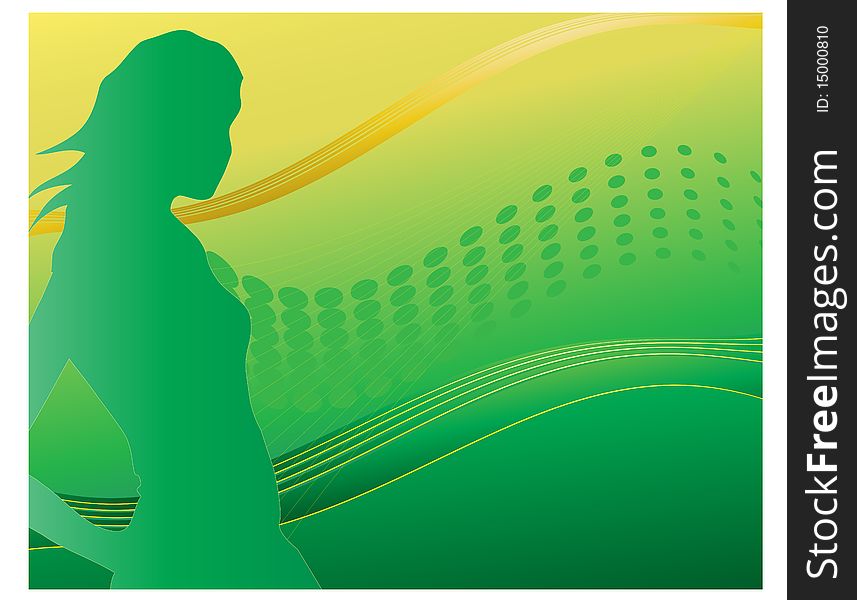 Green background with silhouete of women. Green background with silhouete of women