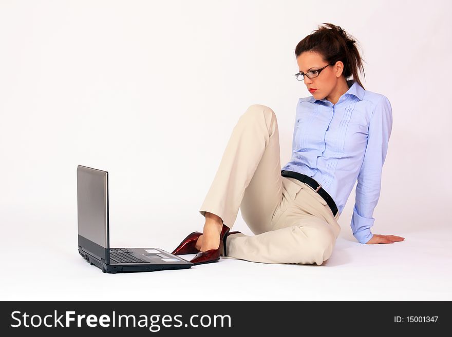 Girl with lap top computer