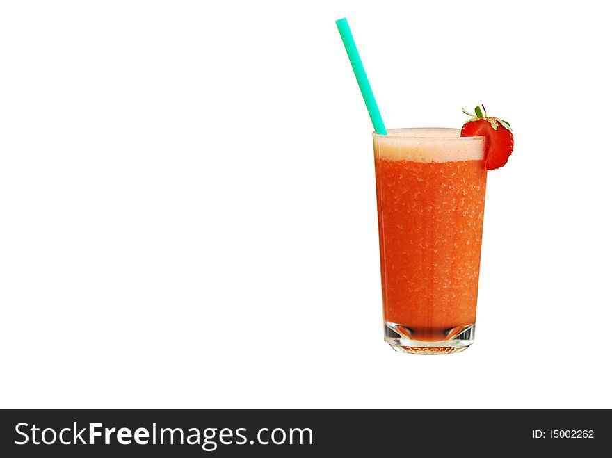 Fresh Strawberries Juice on a white background