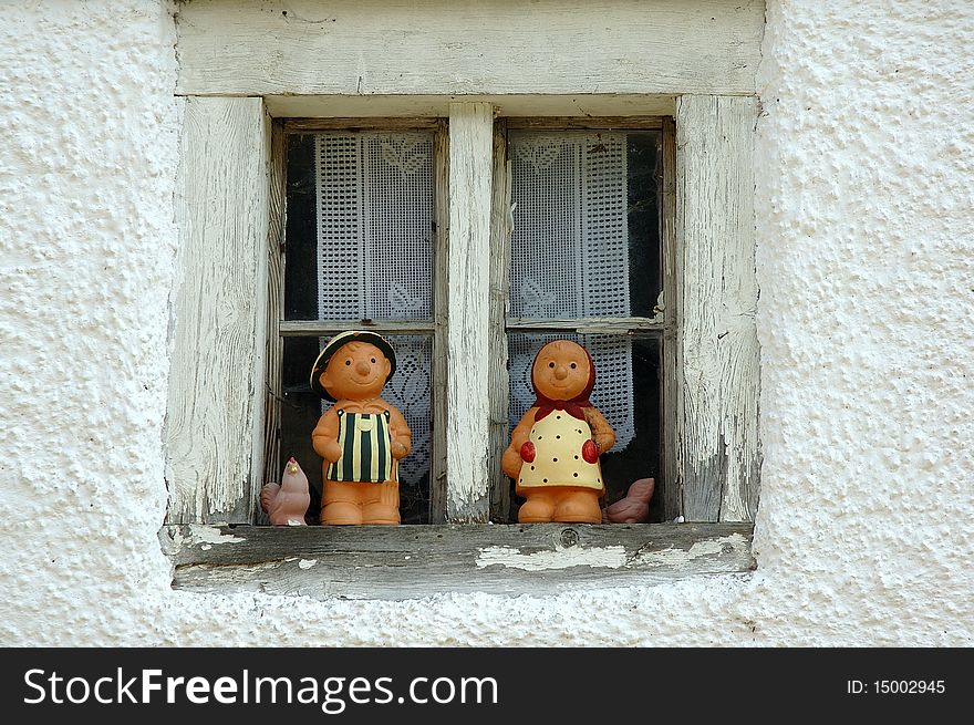 Country window with two figures