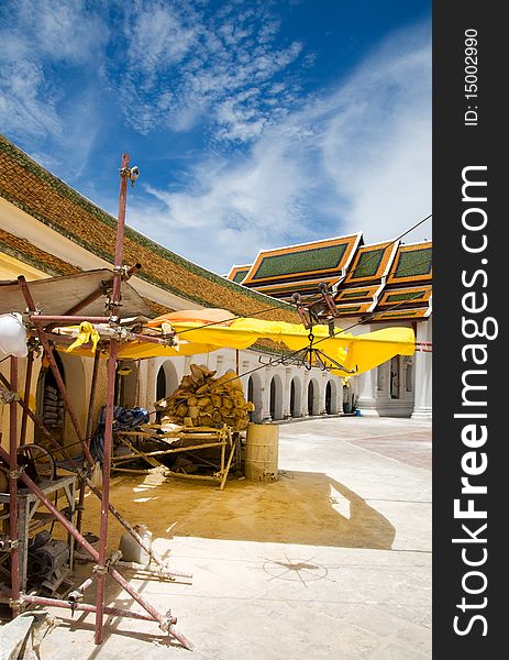 Renovation of Buddhist temple in Thailand