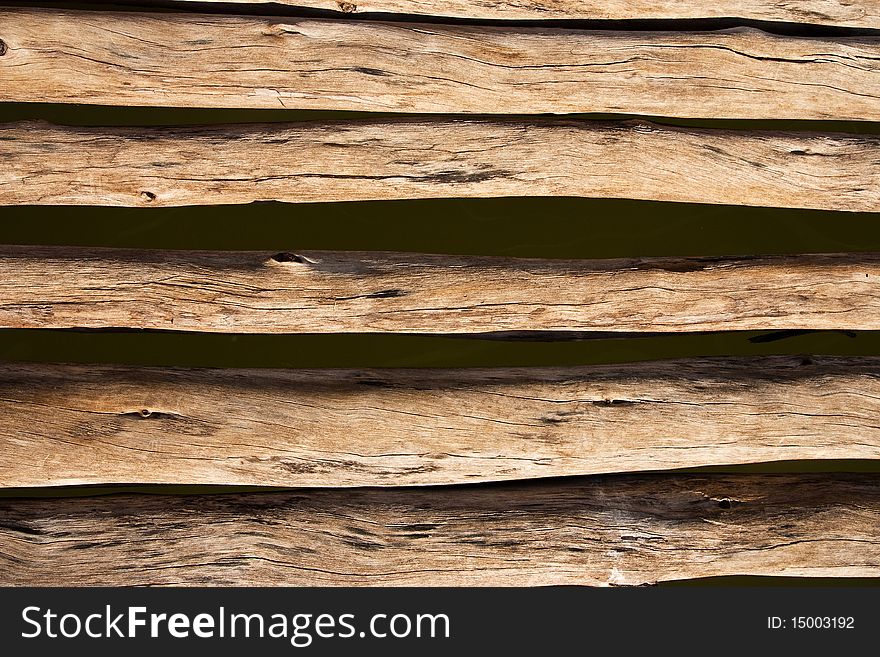 The texture of lumber from wood bridge