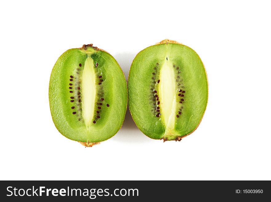 A sliced kiwi isolated on white