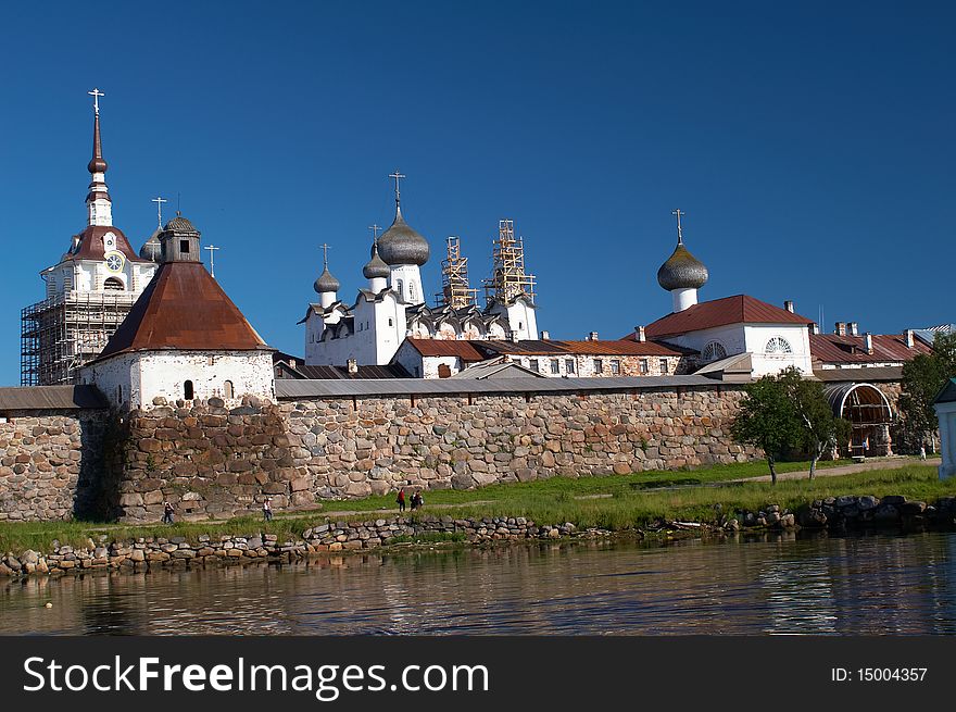 Scenic view of Solovestsky monastery on White sea coastline, Karelia, Russian Federation. Scenic view of Solovestsky monastery on White sea coastline, Karelia, Russian Federation.