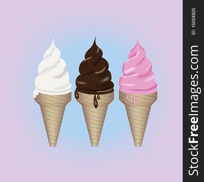 A  illustration of a variety of ice creams. A  illustration of a variety of ice creams