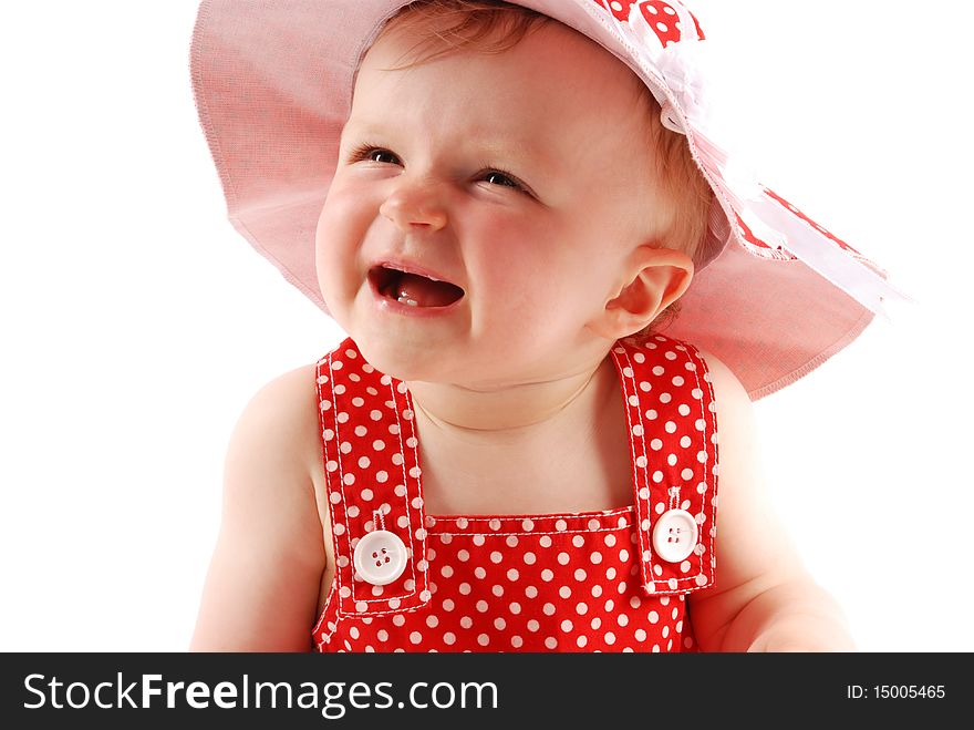 Portrait of little girl in red hat