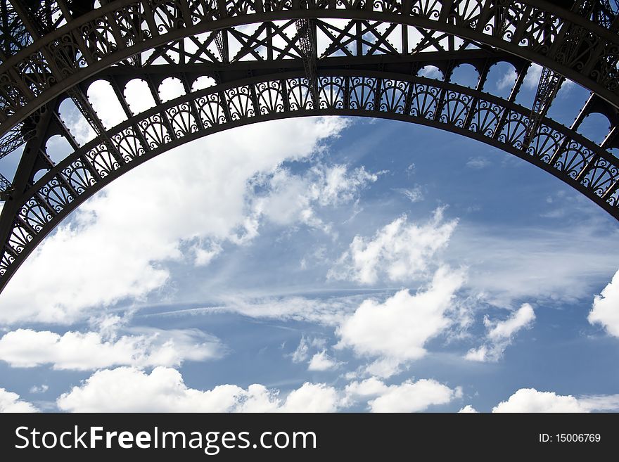 Blue sky and part of Eiffel Tower. Blue sky and part of Eiffel Tower