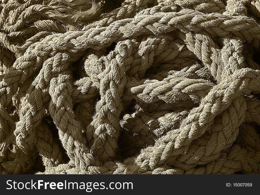 Tangled Pile of Thick, Frayed Rope