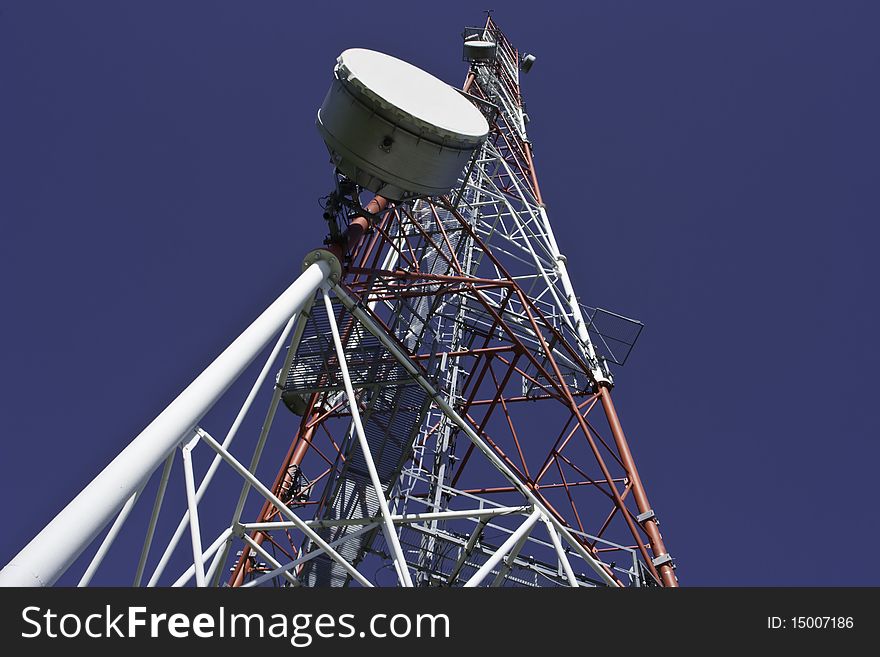 Communication tower under the blue sky