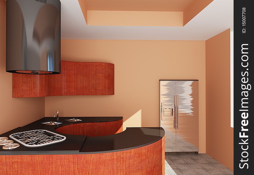 Modern beautiful kitchen (3d rendering ). Modern beautiful kitchen (3d rendering )