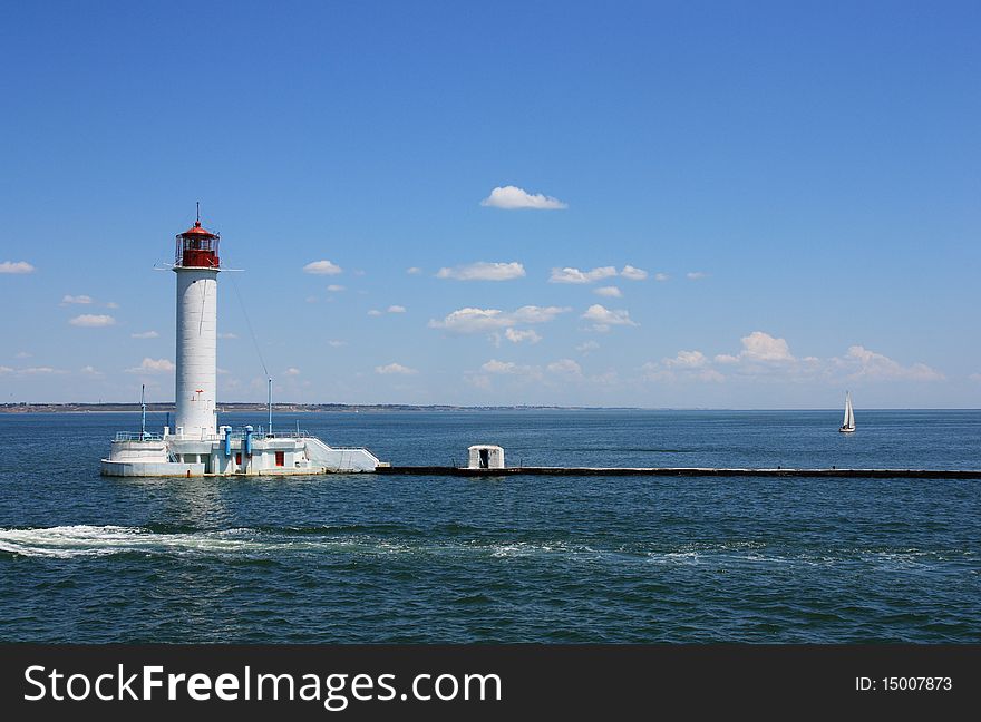 Lighthouse with blue sky background
