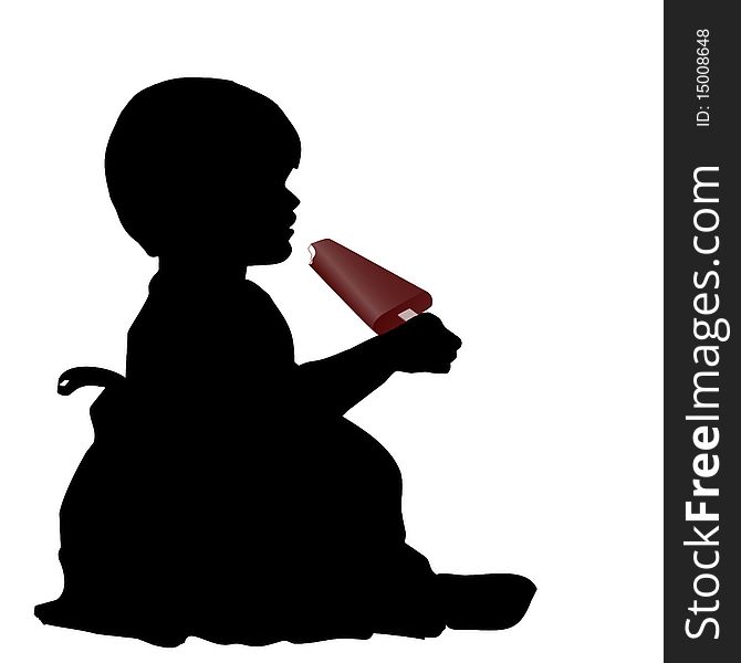 Silhouette of a girl eating ice cream