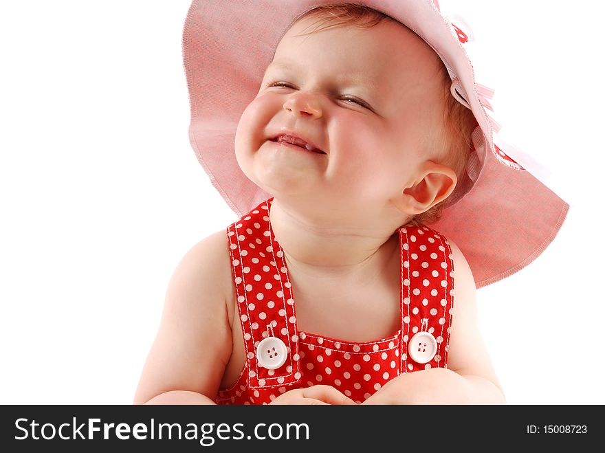 Portrait of little girl in red hat