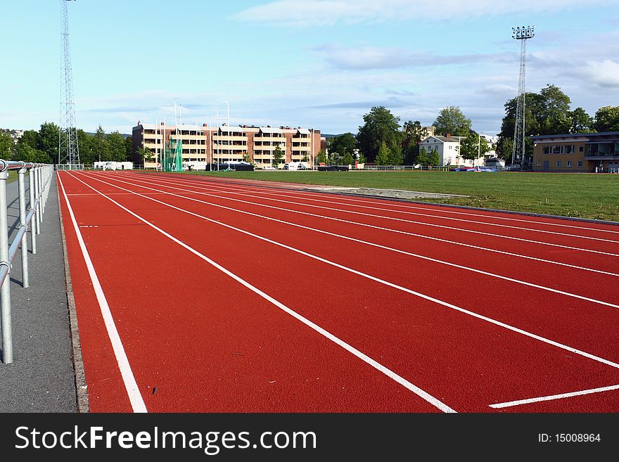 A running field in an stadium suitable for competition