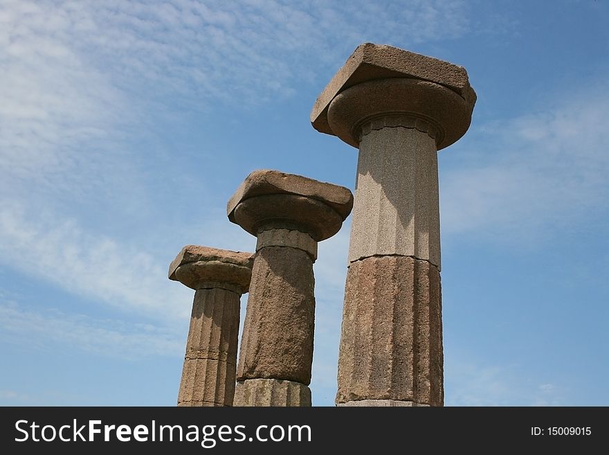 Ancient columns of Athena Temple,Assos,Turkey