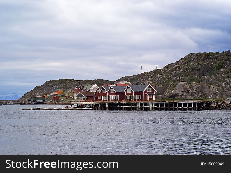 A village on Lofoten Islands in north Norway. A village on Lofoten Islands in north Norway