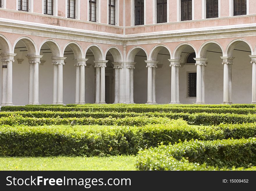 Colonnade of a building in venice