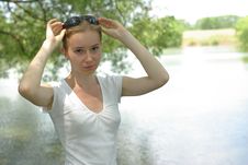 Girl Near The Lake Royalty Free Stock Photography Girl Near The Lake Royalty Free Stock Photography
