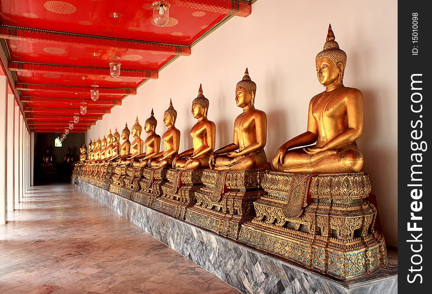 Buddha statues in Wat Pho in Bangkok, Thailand