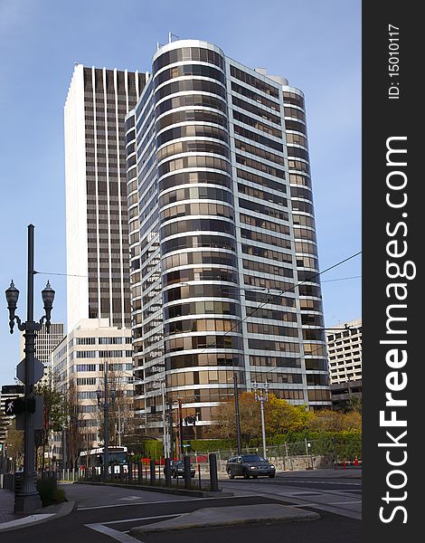 A residential modern high rise in downtown Portland Oregon. A residential modern high rise in downtown Portland Oregon.