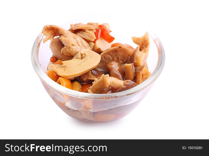 Delicious mushrooms in cup  (isolated, clipping path)